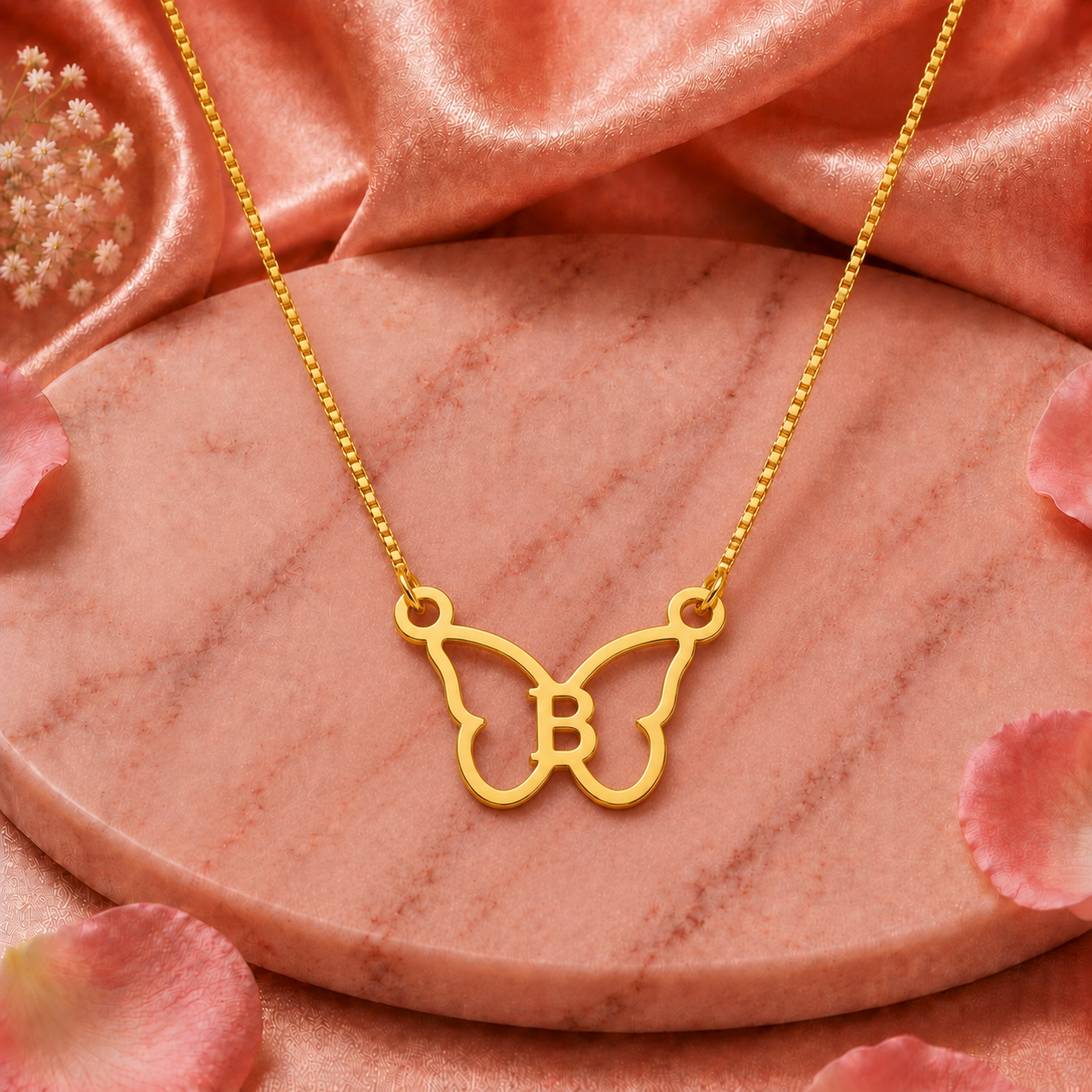 personalized butterfly initial latter necklace