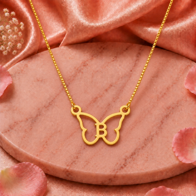 personalized butterfly initial latter necklace