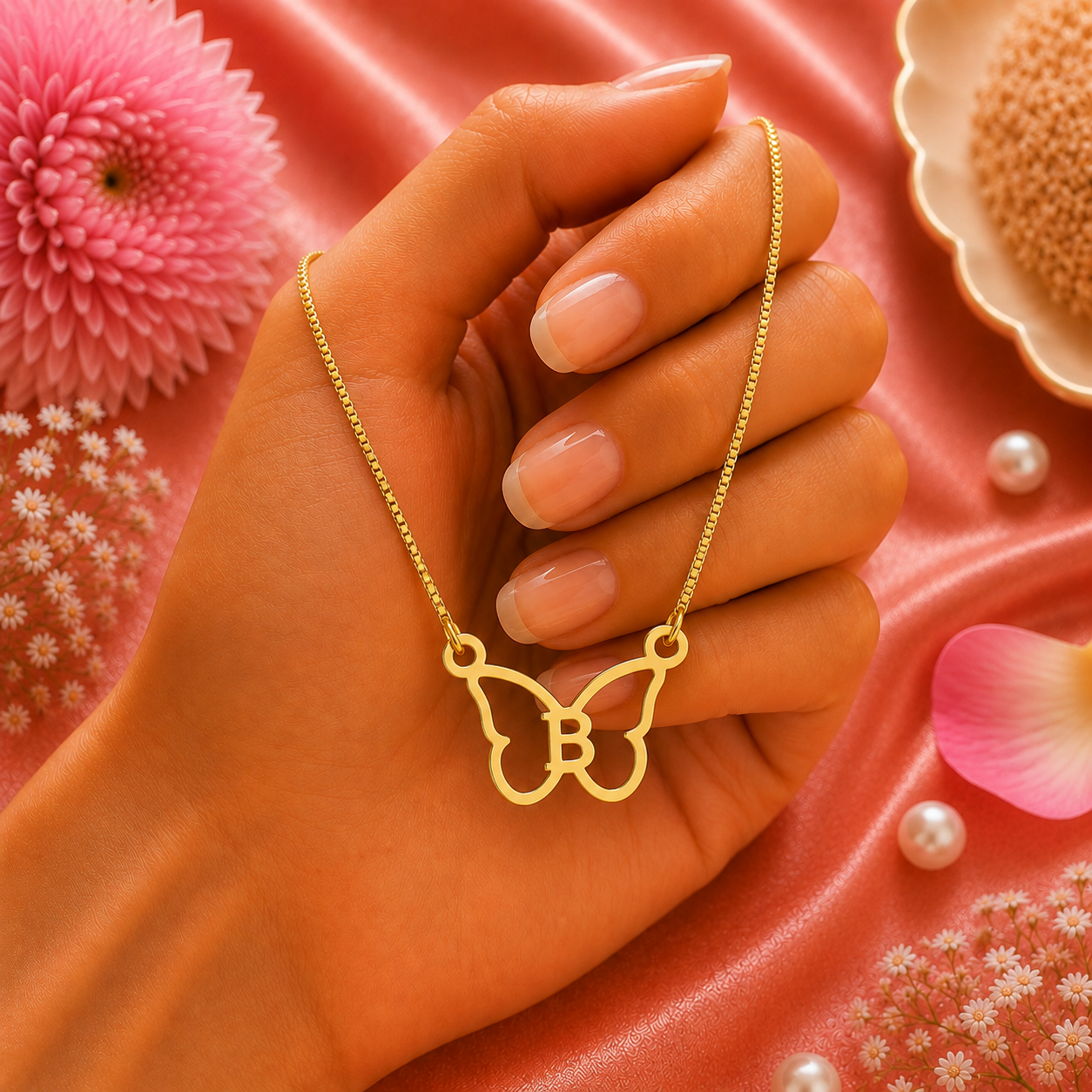personalized butterfly initial latter necklace