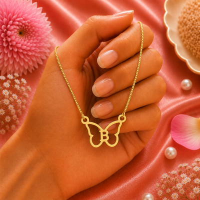 personalized butterfly initial latter necklace