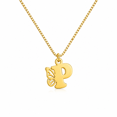 personalized butterfly latter wing initial necklace