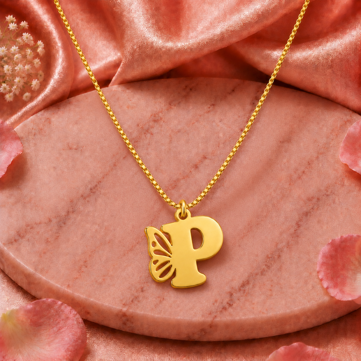 personalized butterfly latter wing initial necklace