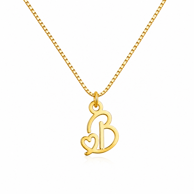 personalized initial cutout heart latter necklace