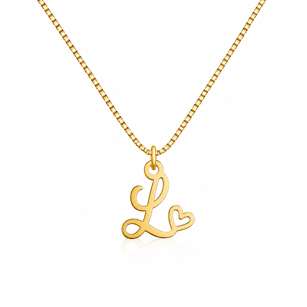 personalized cursive initial heart latter necklace
