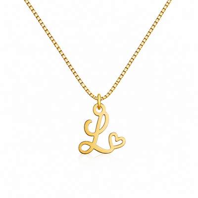 personalized cursive initial heart latter necklace