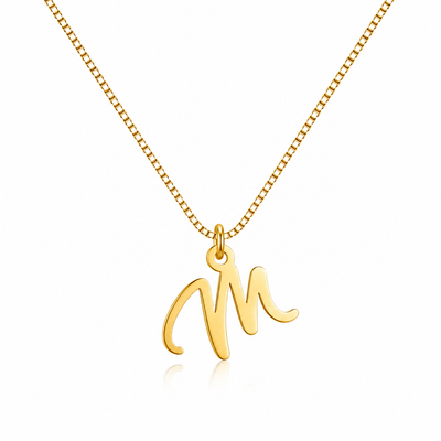 personalized cursive initial latter pendant necklace