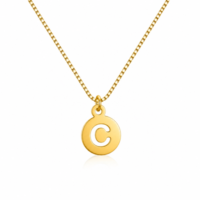 personalized cutout coin latter initial necklace