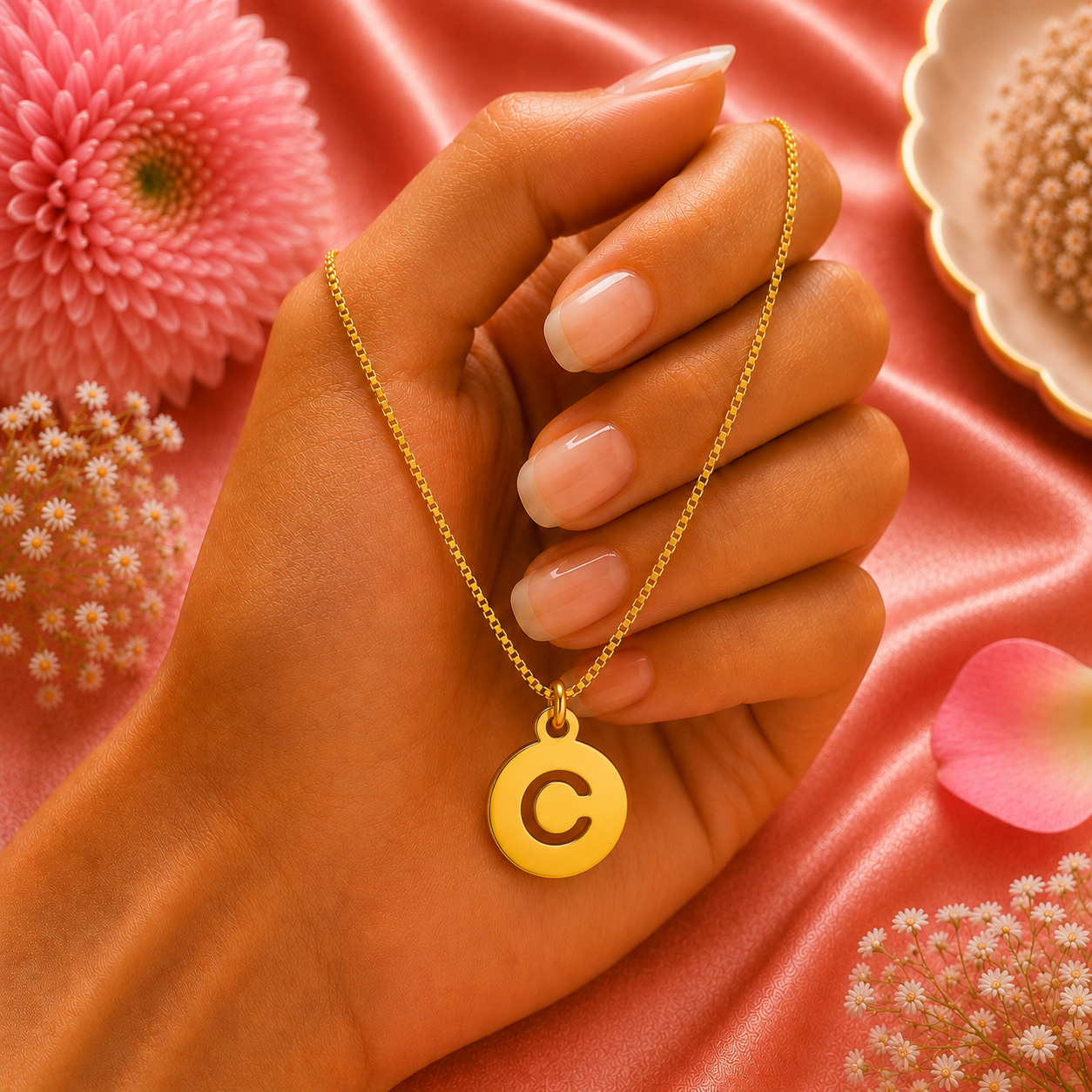 personalized cutout coin latter initial necklace