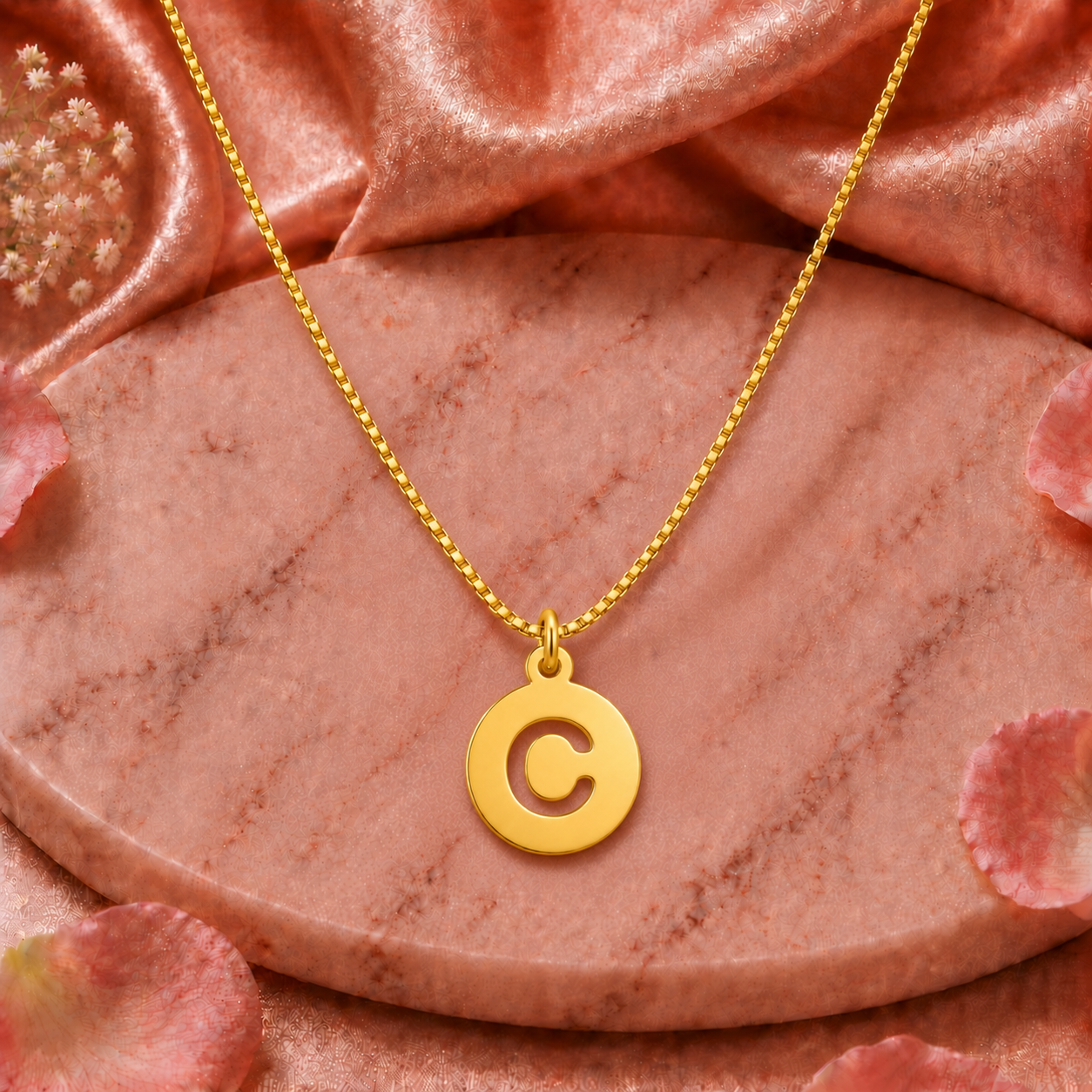 personalized cutout coin latter initial necklace