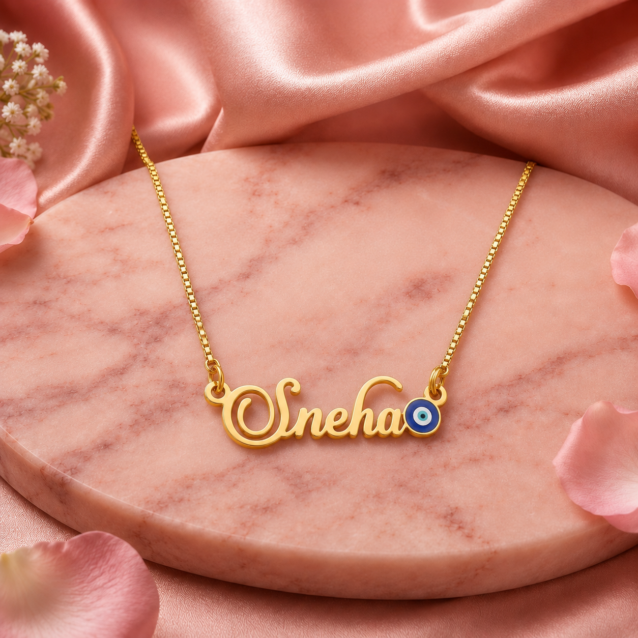 Personalized Evil Eye Nameplate Necklace