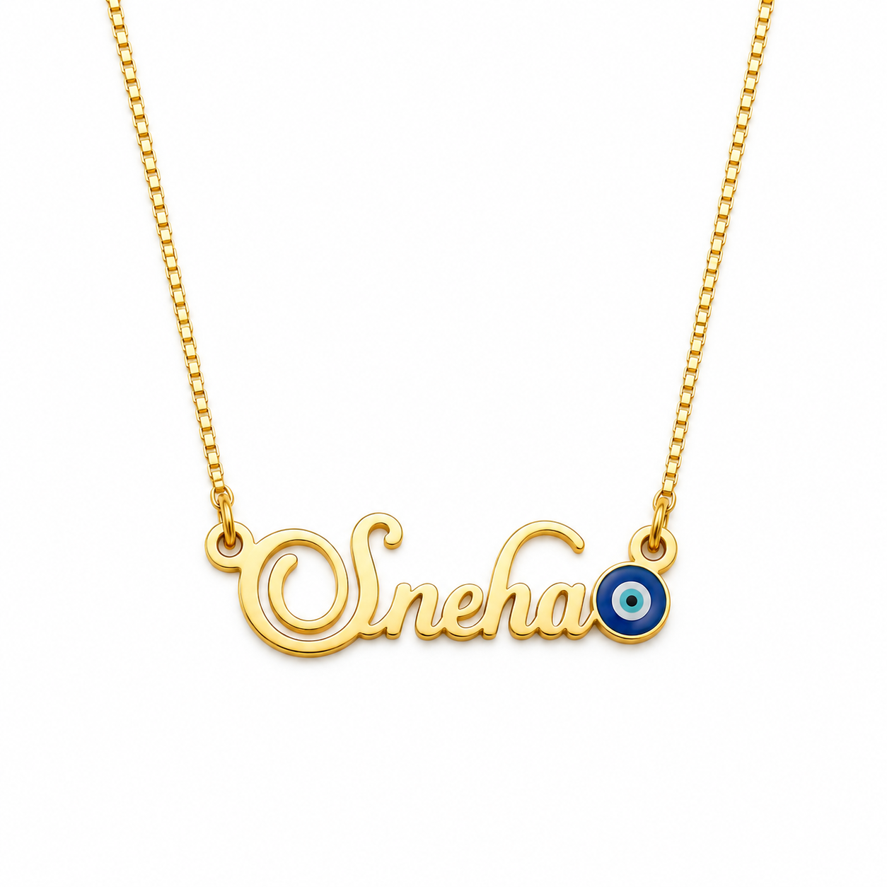 Personalized Evil Eye Nameplate Necklace