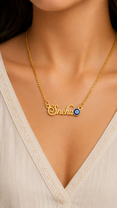 Personalized Evil Eye Nameplate Necklace