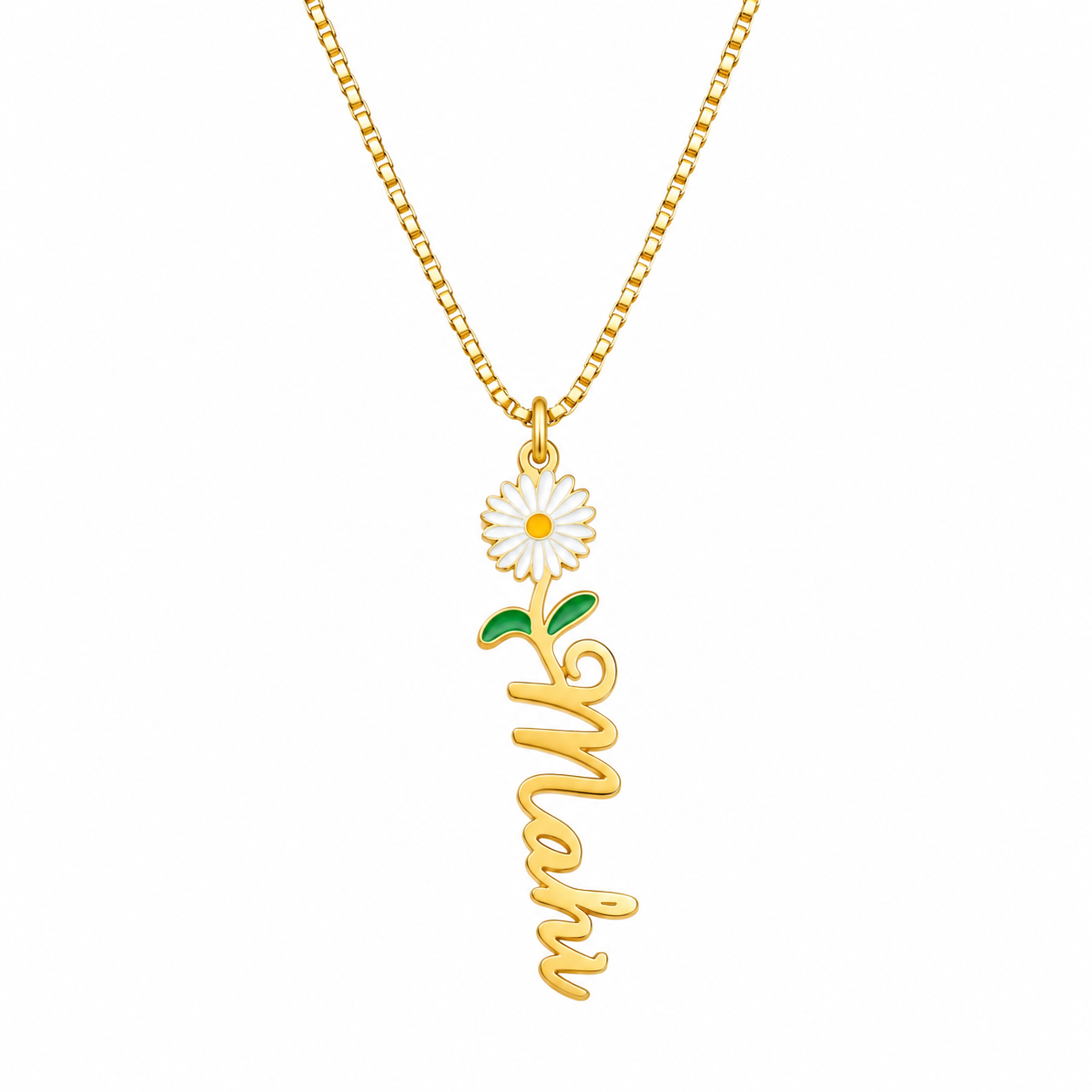 Personalized Daisy Flower Vertical Name Necklace