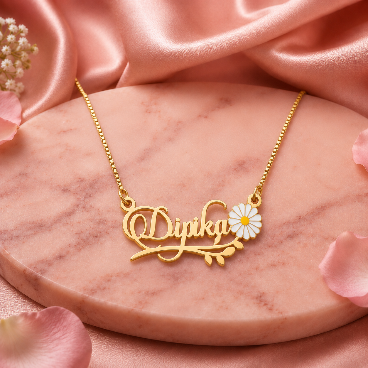 Personalized flower Name Necklace