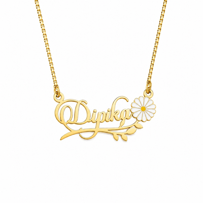Personalized flower Name Necklace