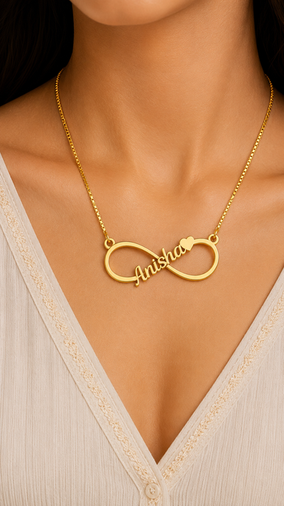 Personalized Infinity Name Necklace with Heart Accent