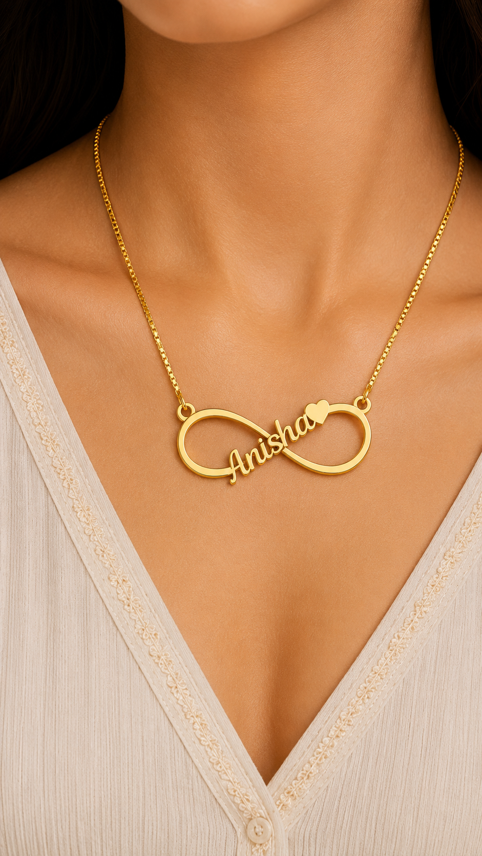 Personalized Infinity Name Necklace with Heart Accent