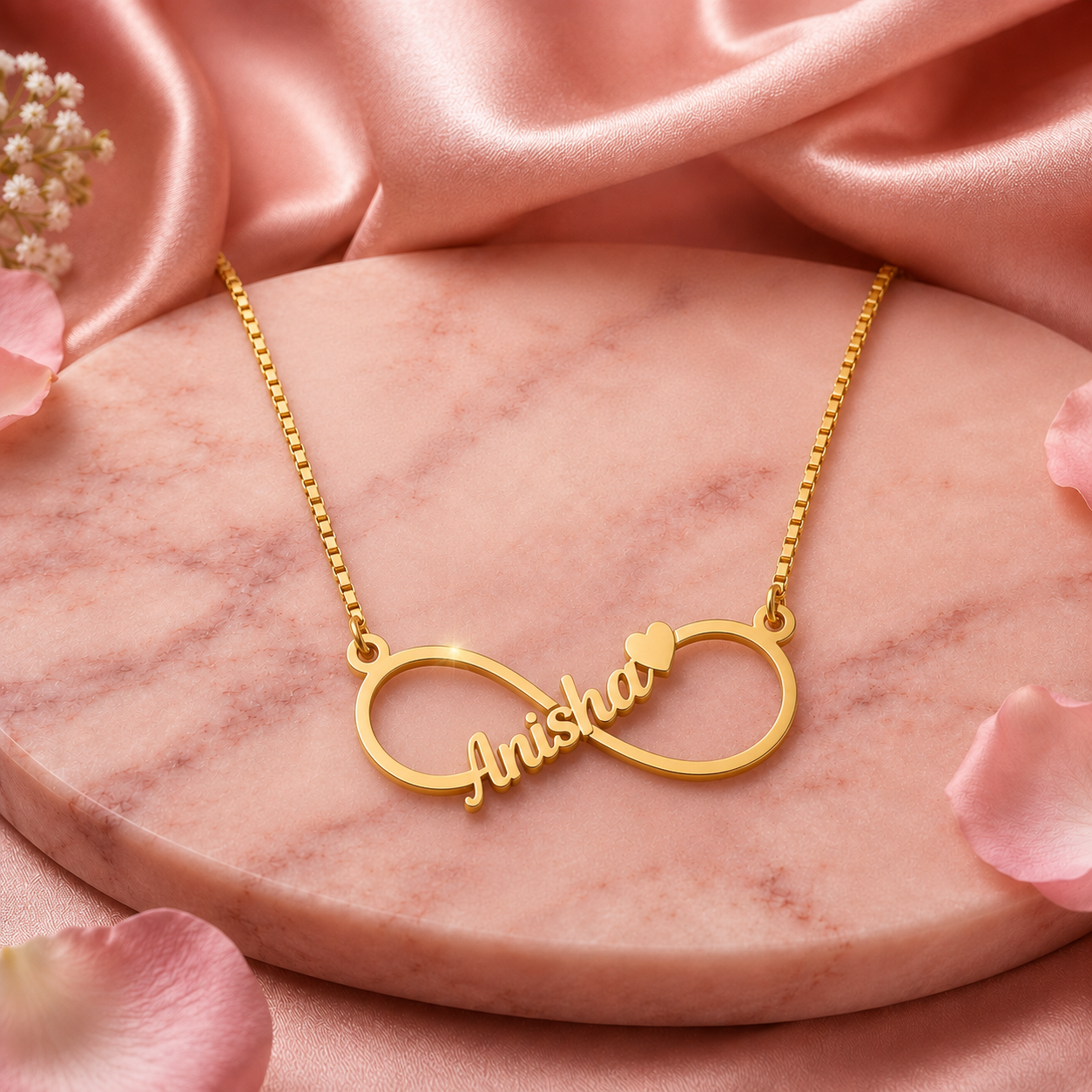 Personalized Infinity Name Necklace with Heart Accent