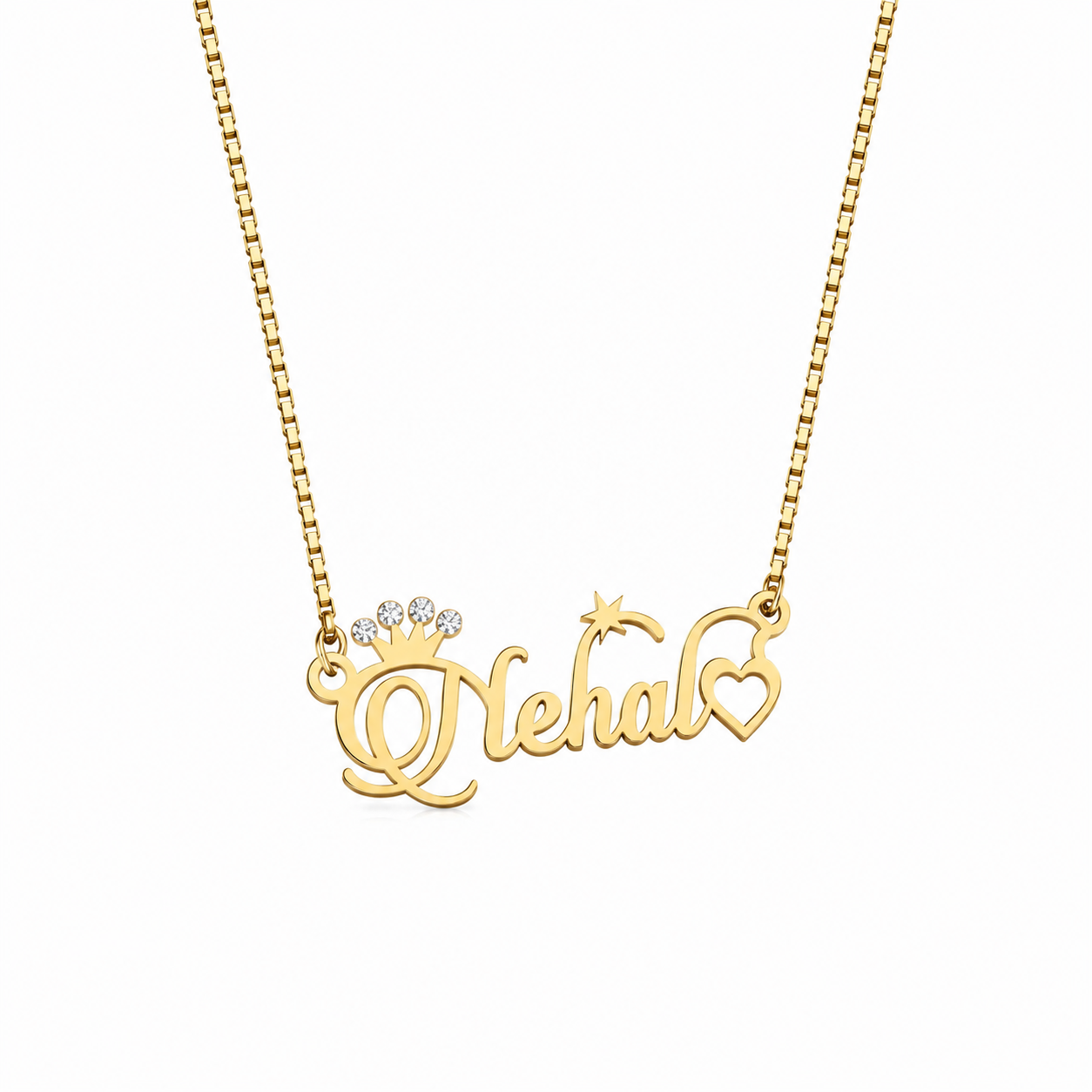 Personalized Royal Crown & Heart Name Necklace