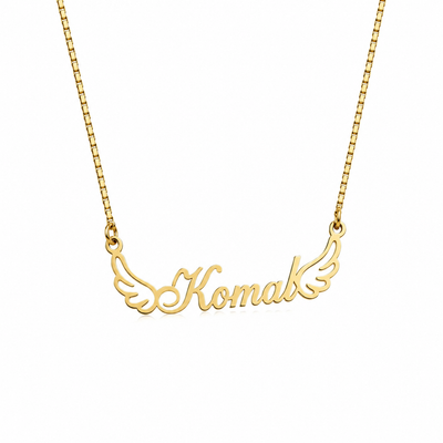 Personalized Angel Wings Nameplate Necklace