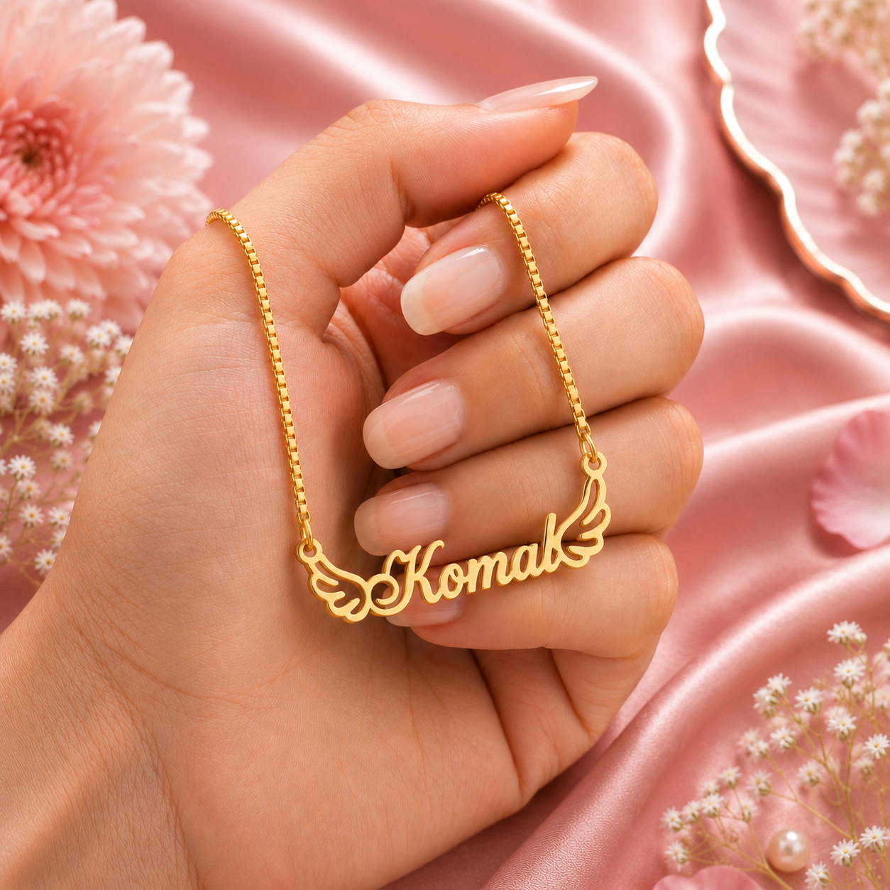 Personalized Angel Wings Nameplate Necklace