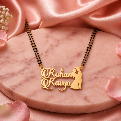Personalized Couple Name Mangalsutra with Romantic Silhouette Design