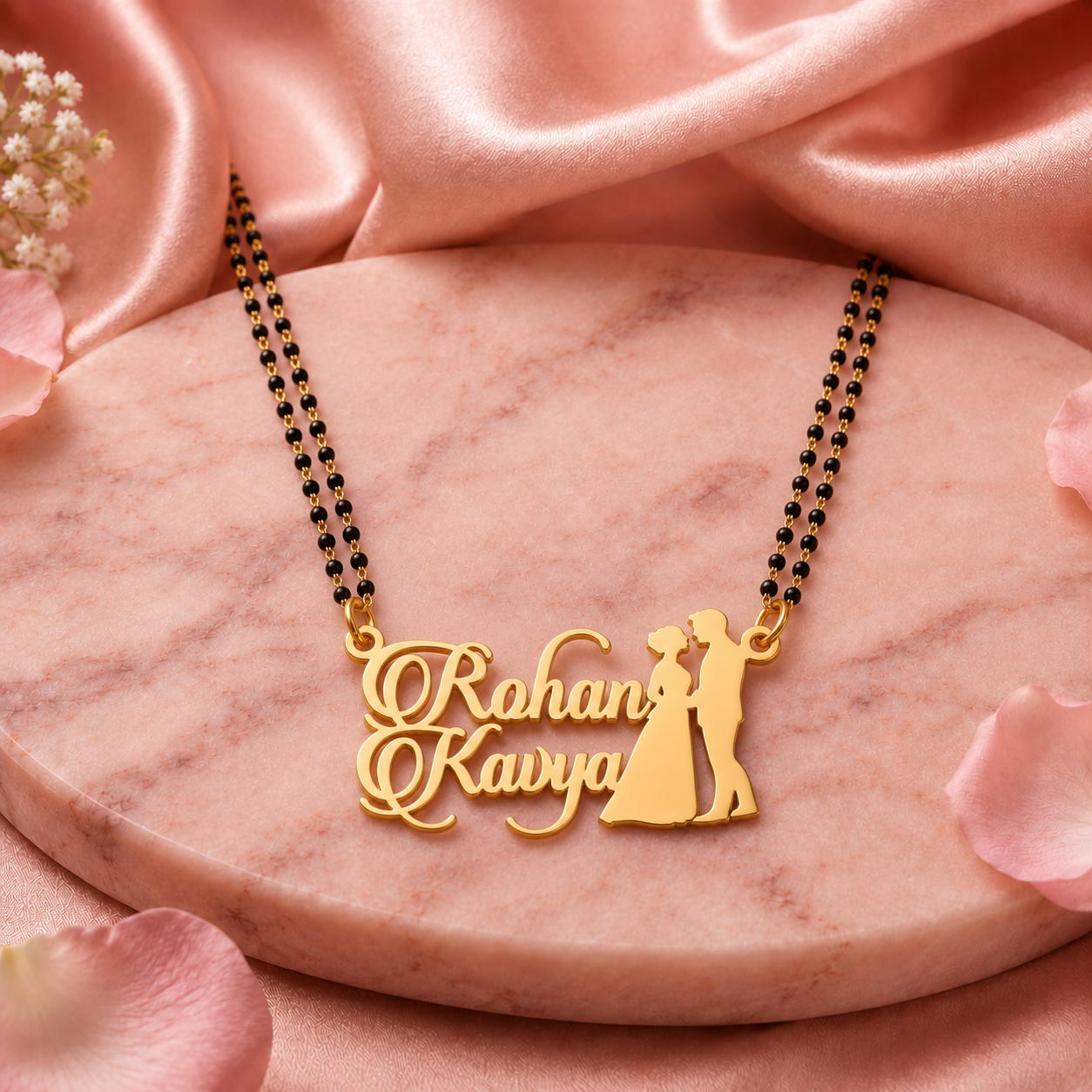 Personalized Couple Name Mangalsutra Necklace with Couple Pendant