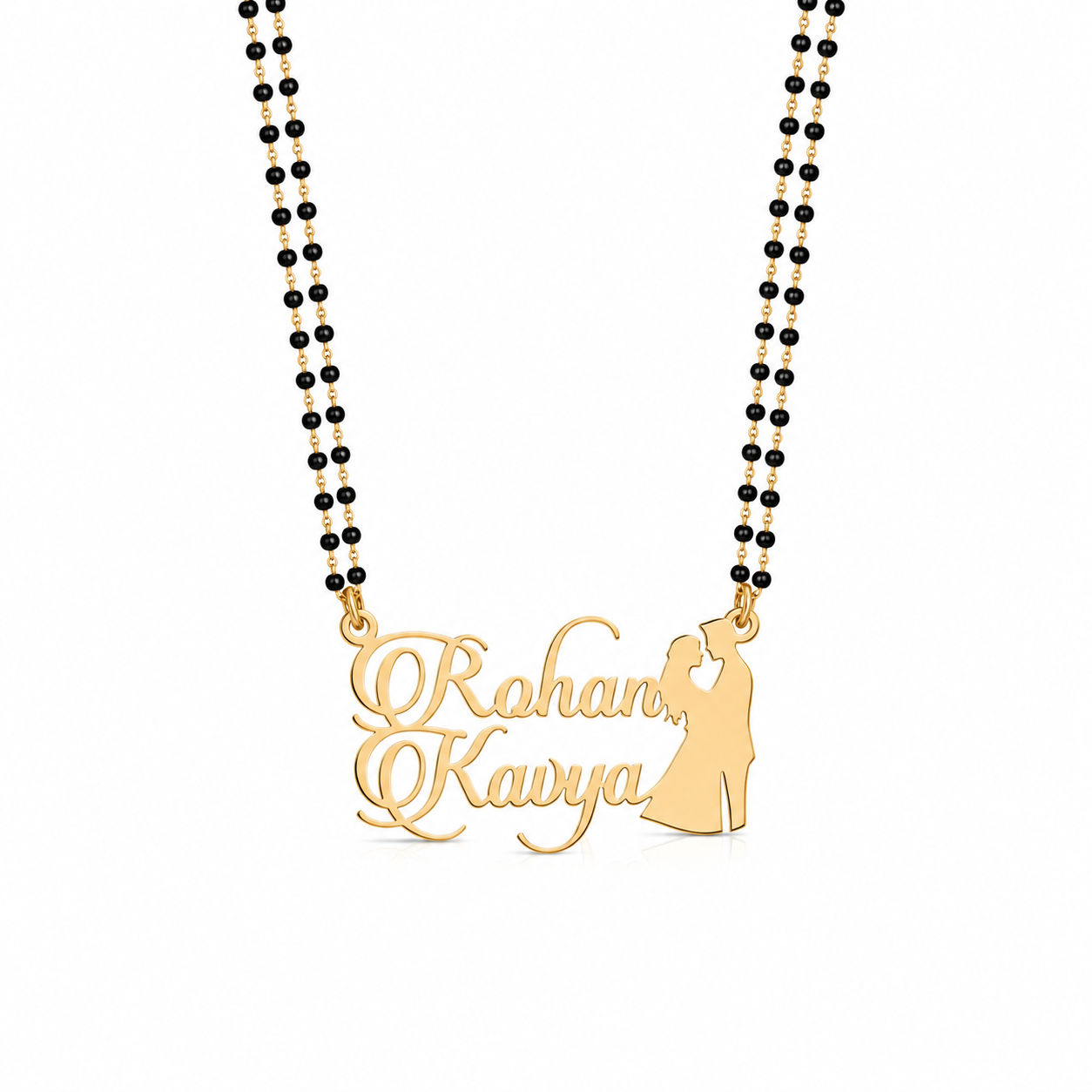 Personalized Couple Name Mangalsutra with Romantic Silhouette Design