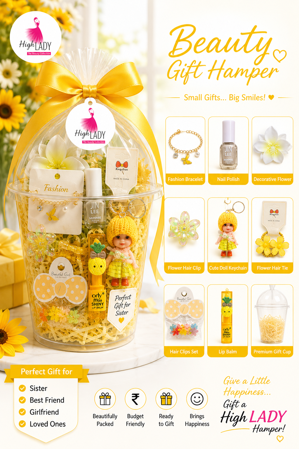 High Lady Cup Gift Hamper | Trendy Beauty & Accessories Shake Cup for Girls