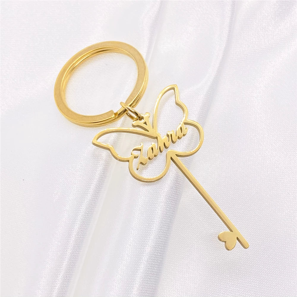 Personalized Butterfly Key Name Keychain