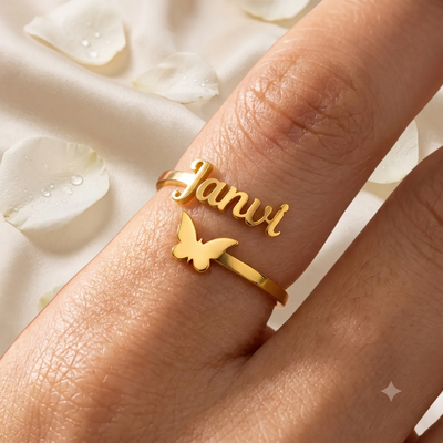 Personalized Butterfly Name Wrap Ring