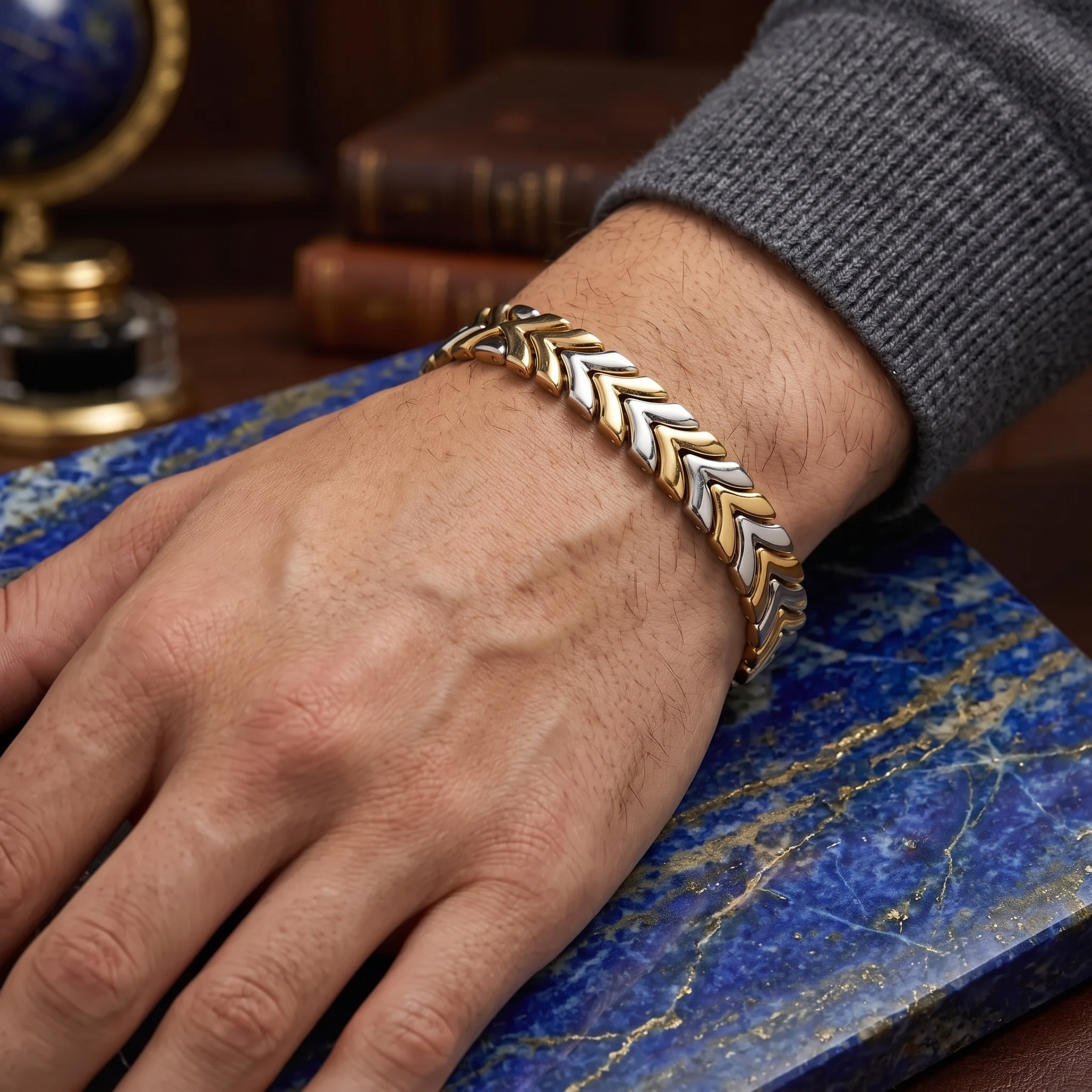 Two Tone Gold & Silver Bracelet for Men | Stylish Link Bracelet