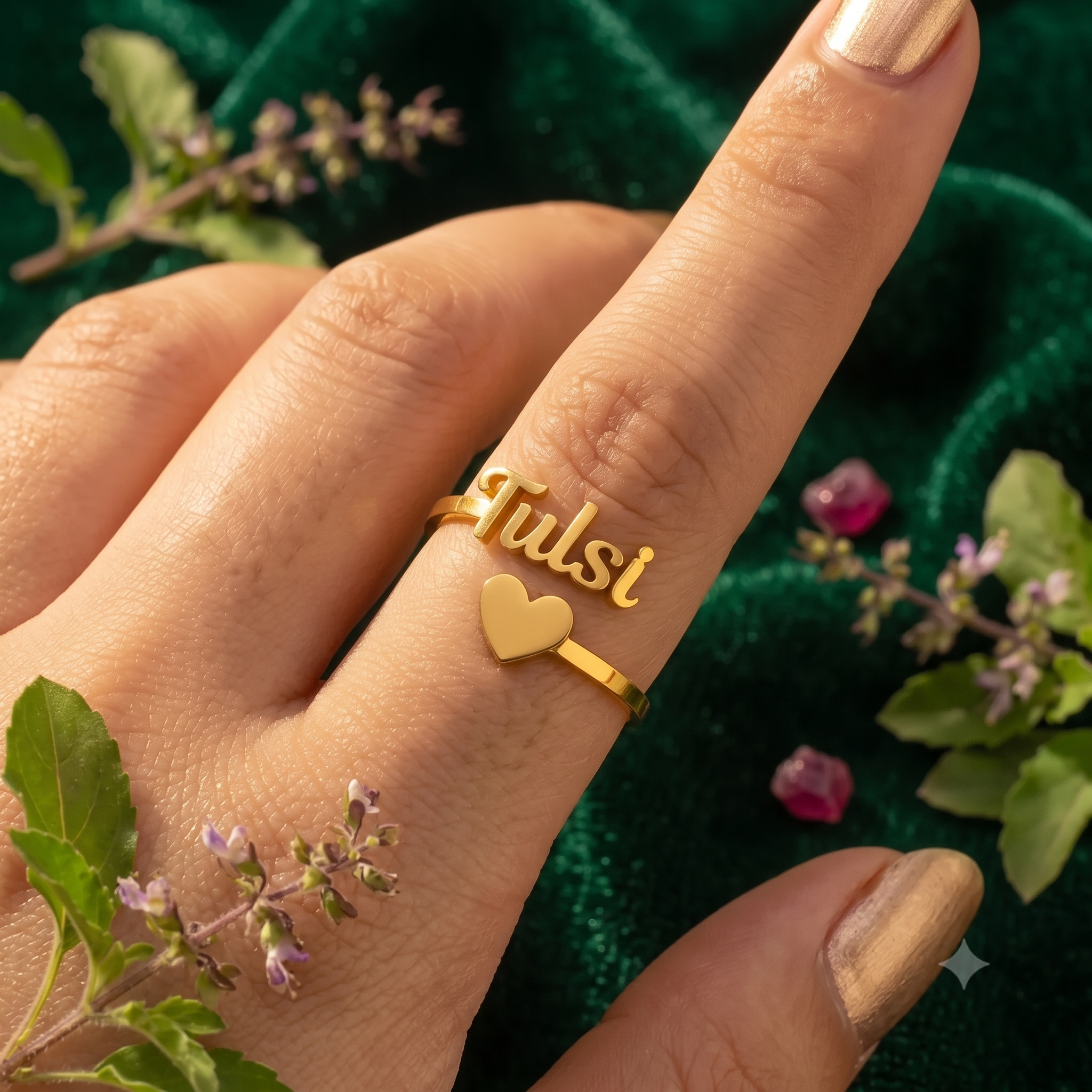 Personalized Single Name Heart Wrap Ring