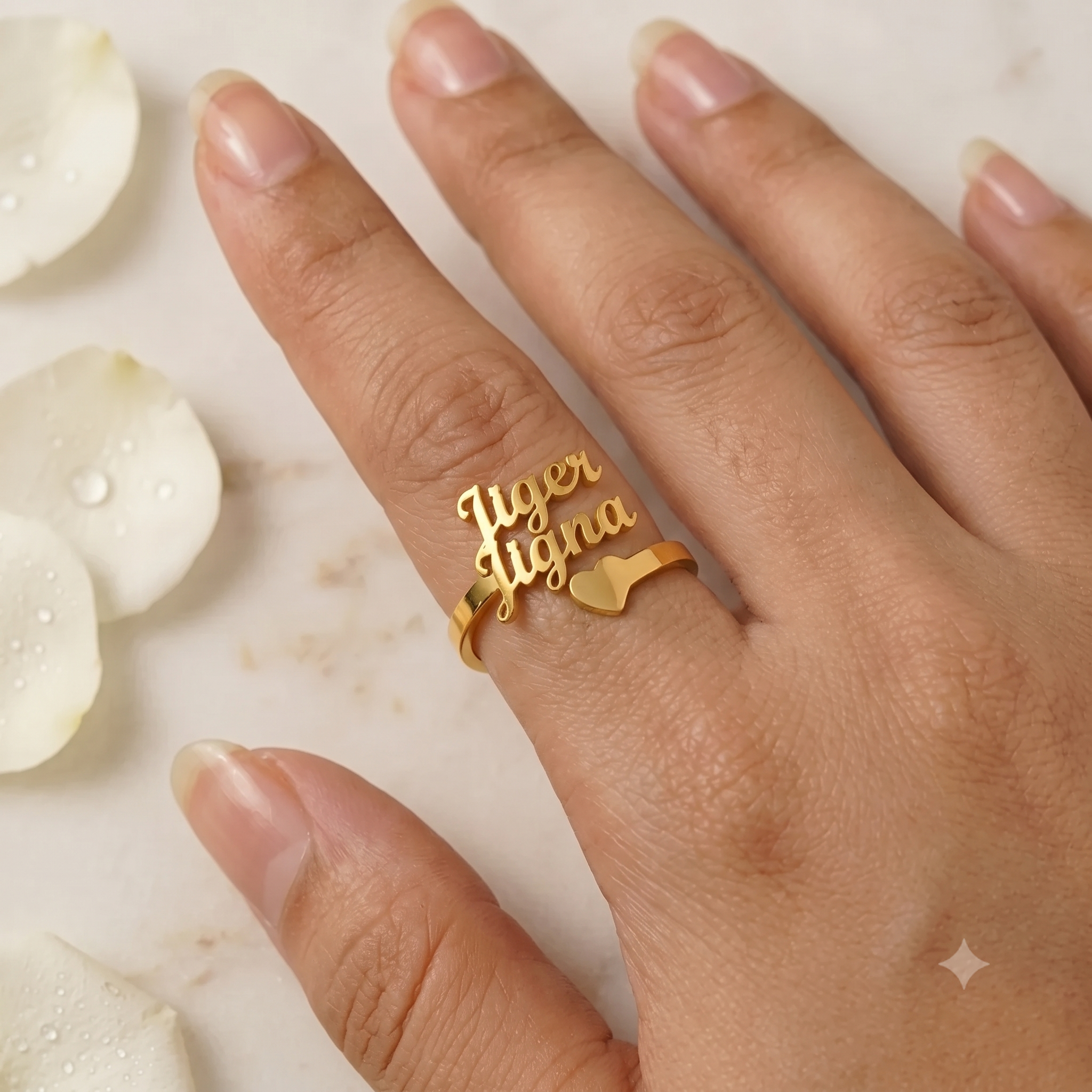 Personalized Two-Name Heart Bypass Ring