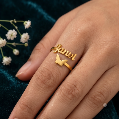 Personalized Butterfly Name Wrap Ring