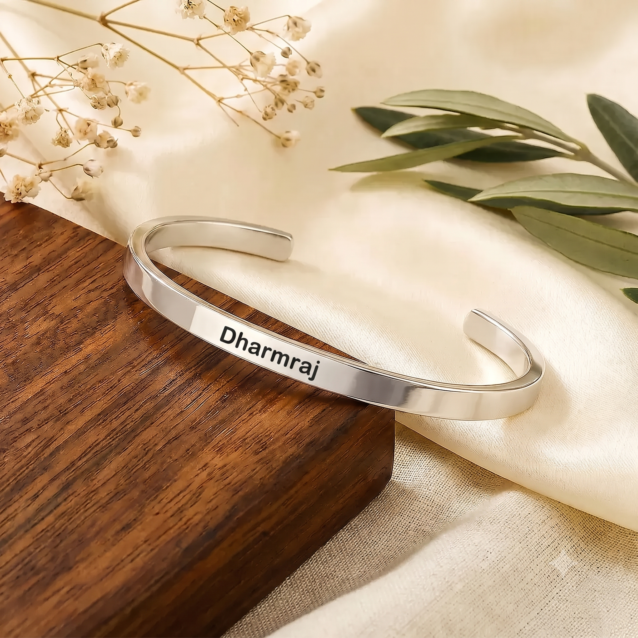Personalized Double Name Gold Bangle | Custom Couple Bracelet