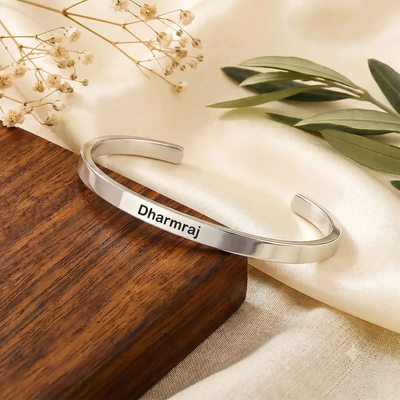Personalized Double Name Gold Bangle | Custom Couple Bracelet