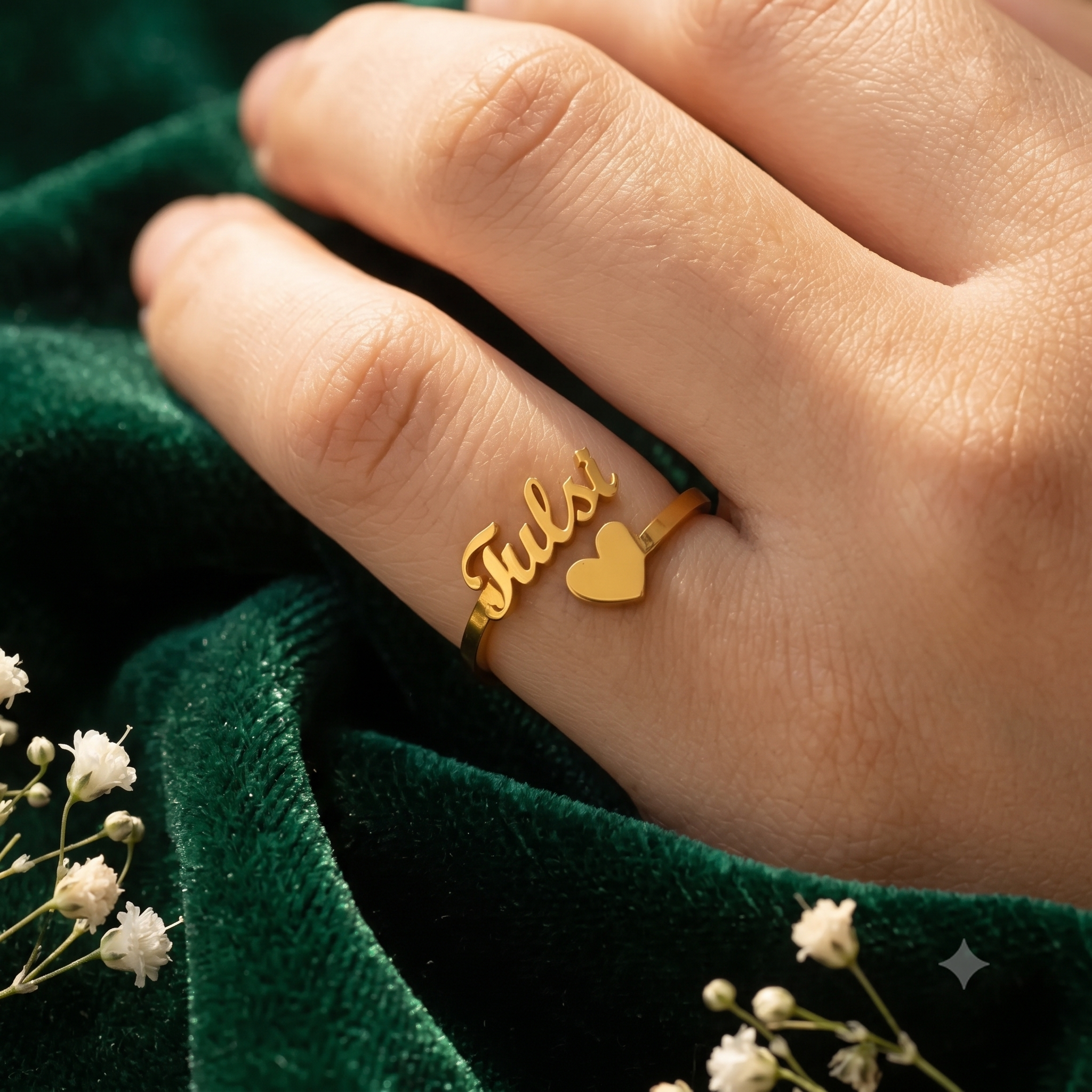 Personalized Single Name Heart Wrap Ring