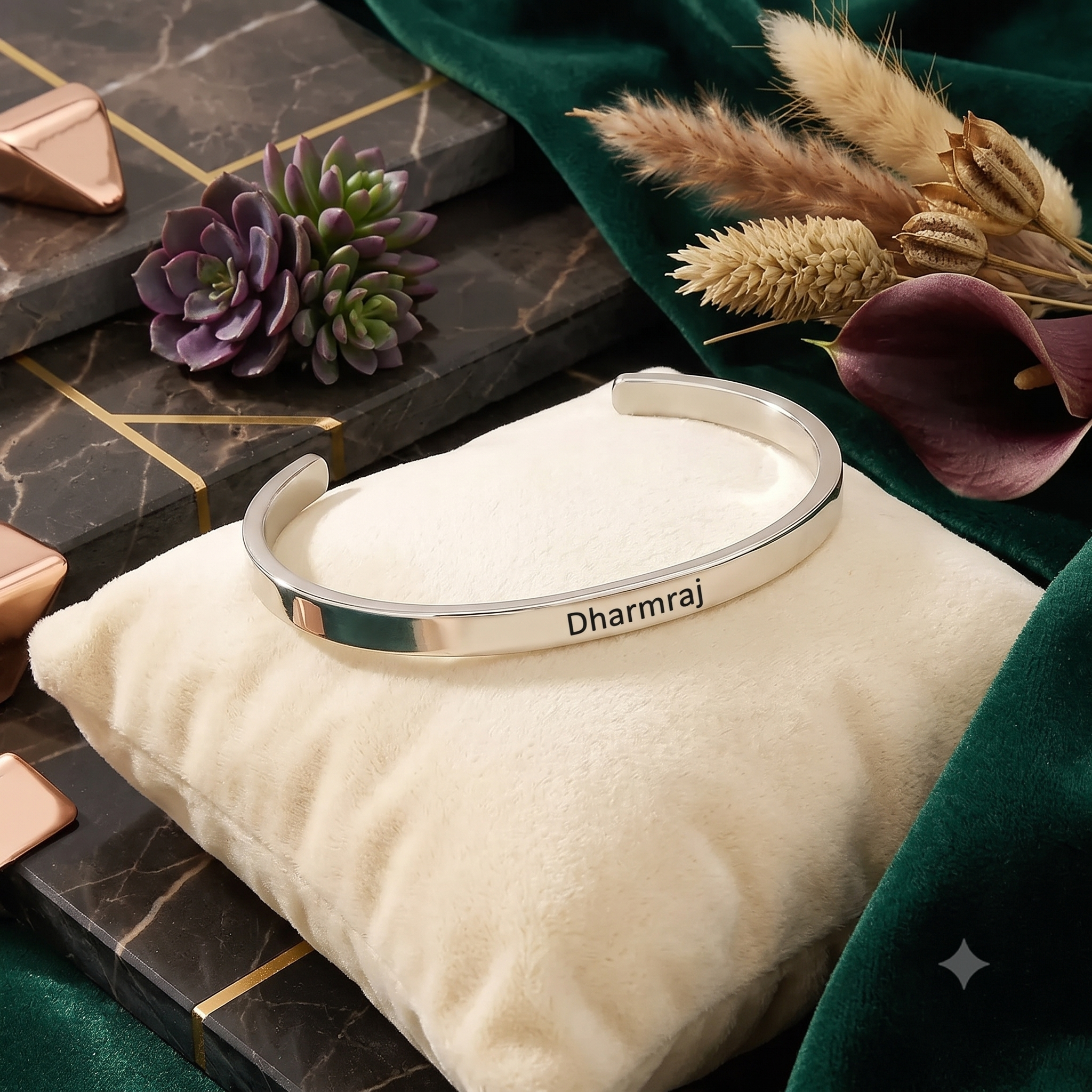 Personalized Double Name Gold Bangle | Custom Couple Bracelet