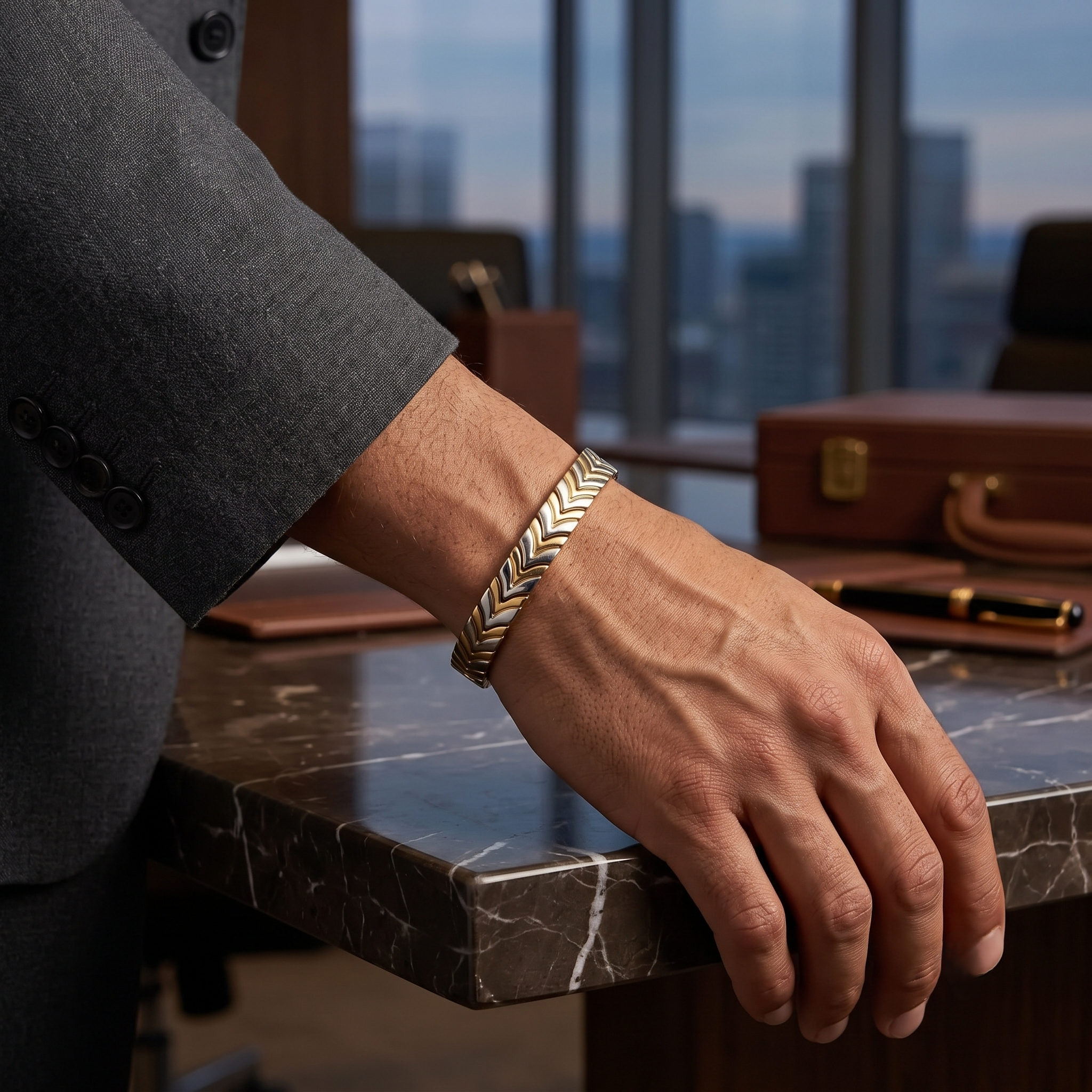 Two Tone Gold & Silver Bracelet for Men | Stylish Link Bracelet