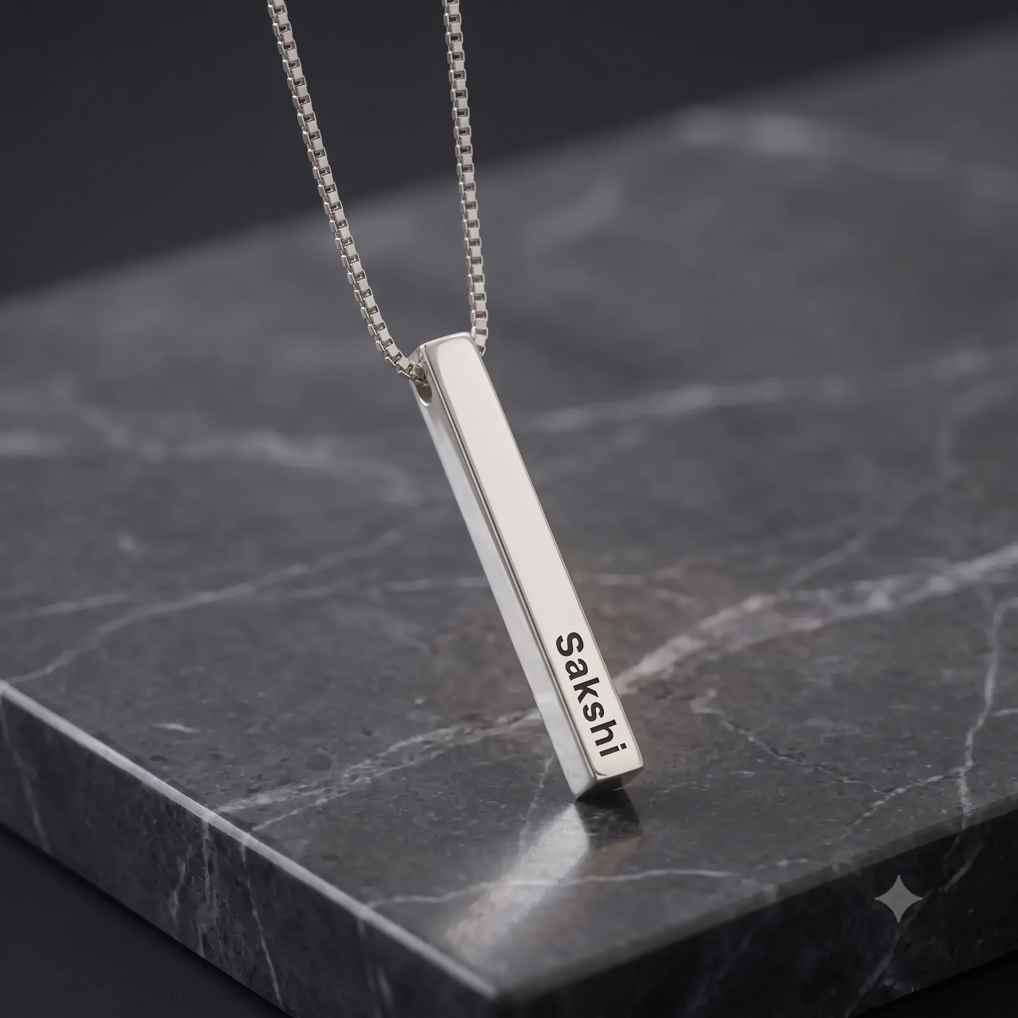 Personalized Vertical 3D Bar Pendant Necklace