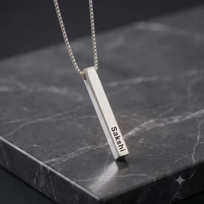 Personalized Vertical 3D Bar Pendant Necklace