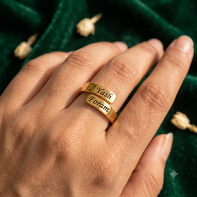 Personalized Two-Name Engraved Wrap Ring