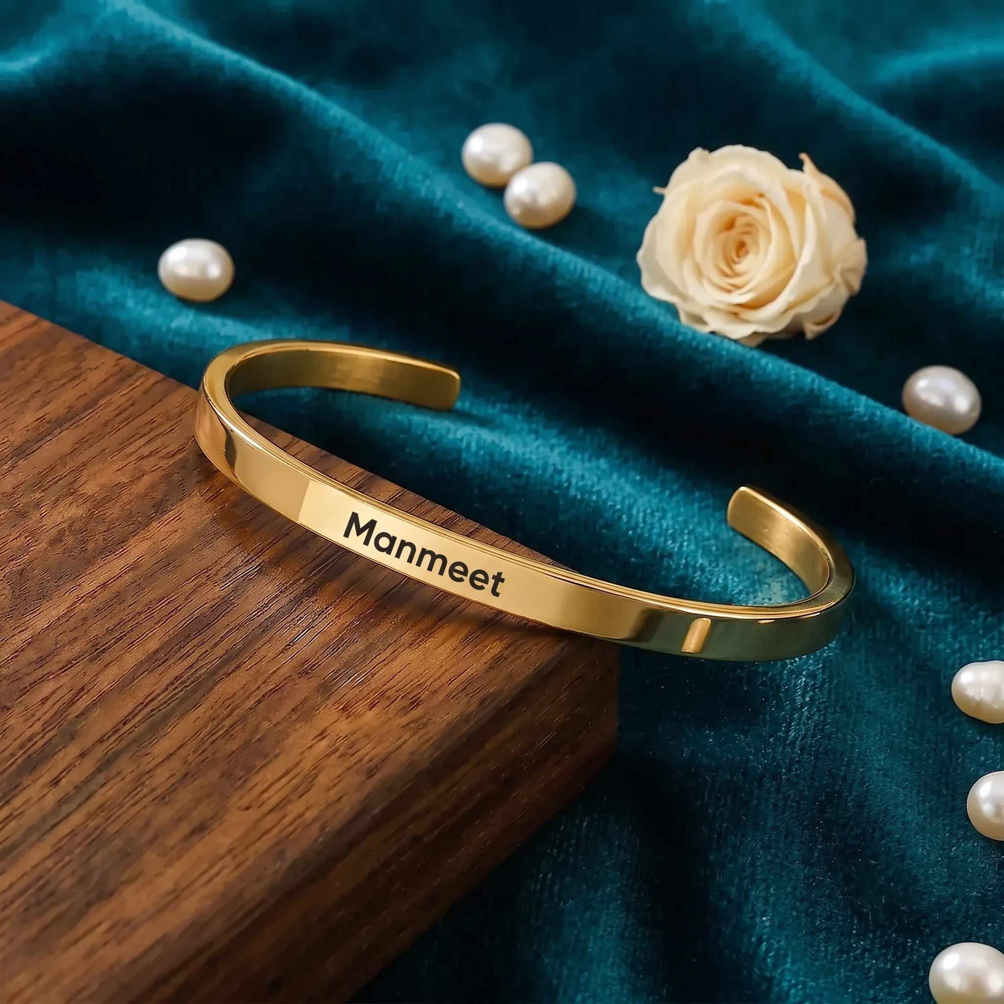Personalized Name Gold Bangle for Men & Women | Custom Name Bracelet