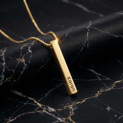 Personalized Vertical 3D Bar Pendant Necklace