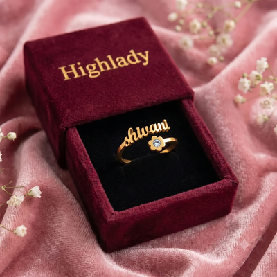 personalized flower name diamond ring