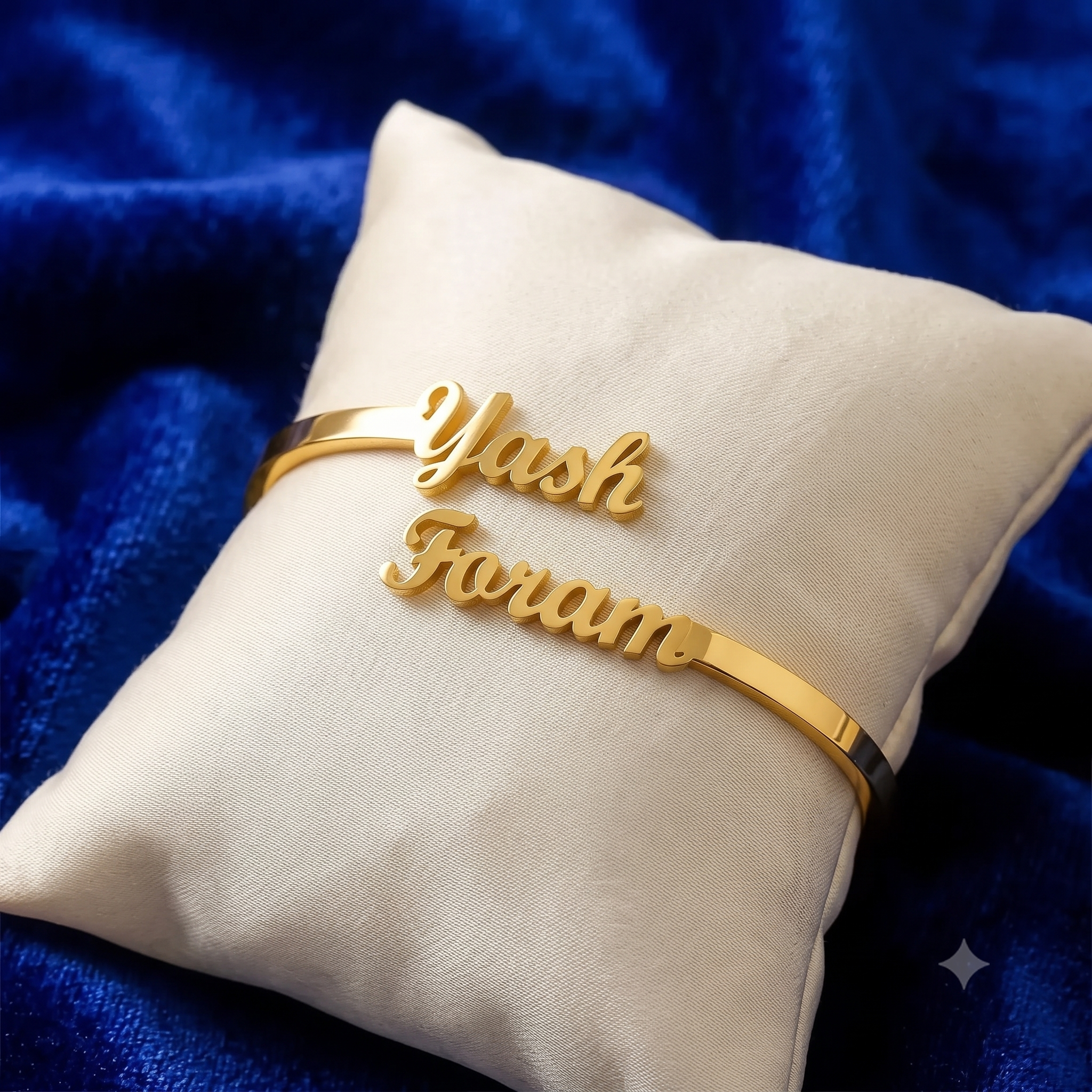 Personalized Double Name Gold Bangle | Custom Couple Bracelet