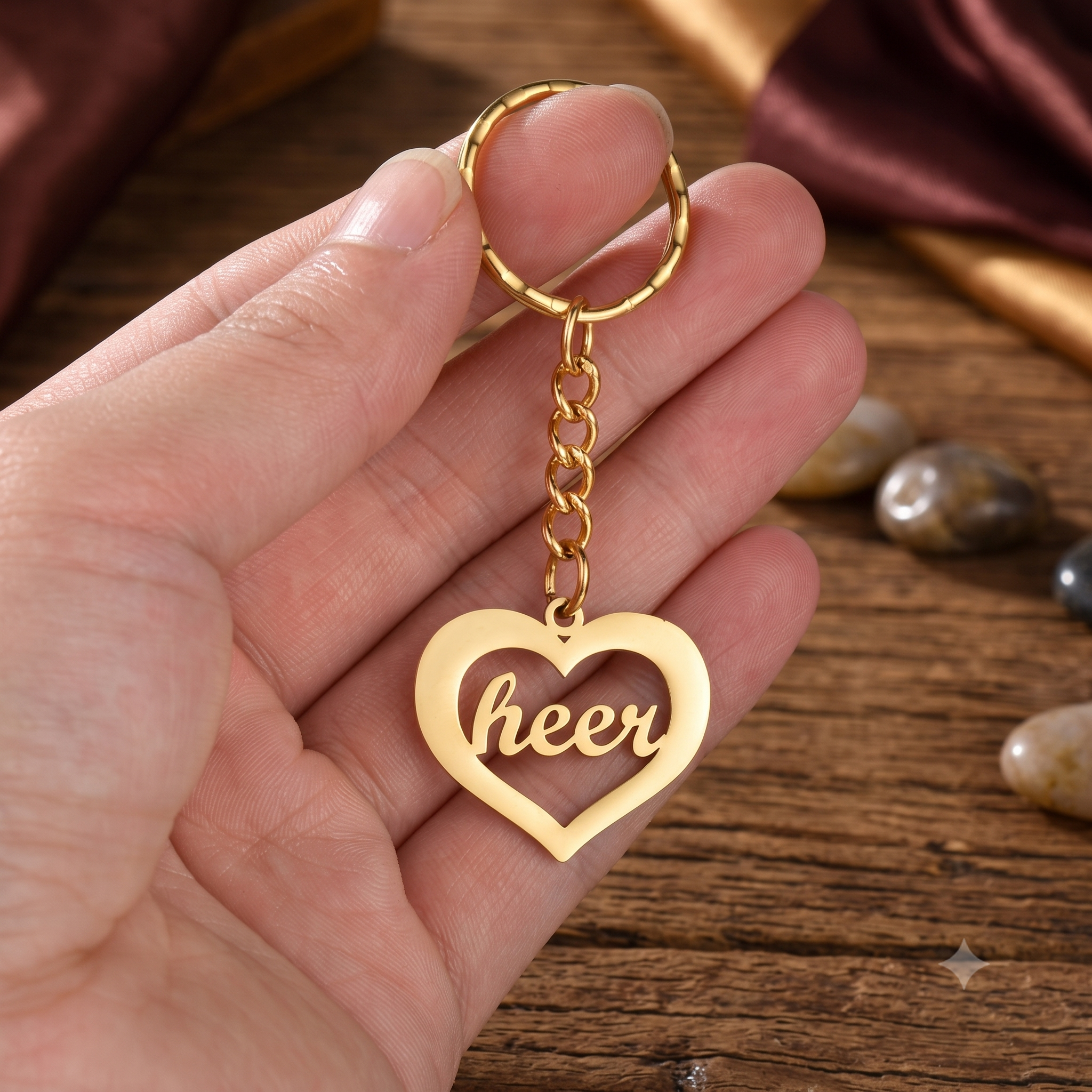 Personalized Hollow Heart Name Keychain