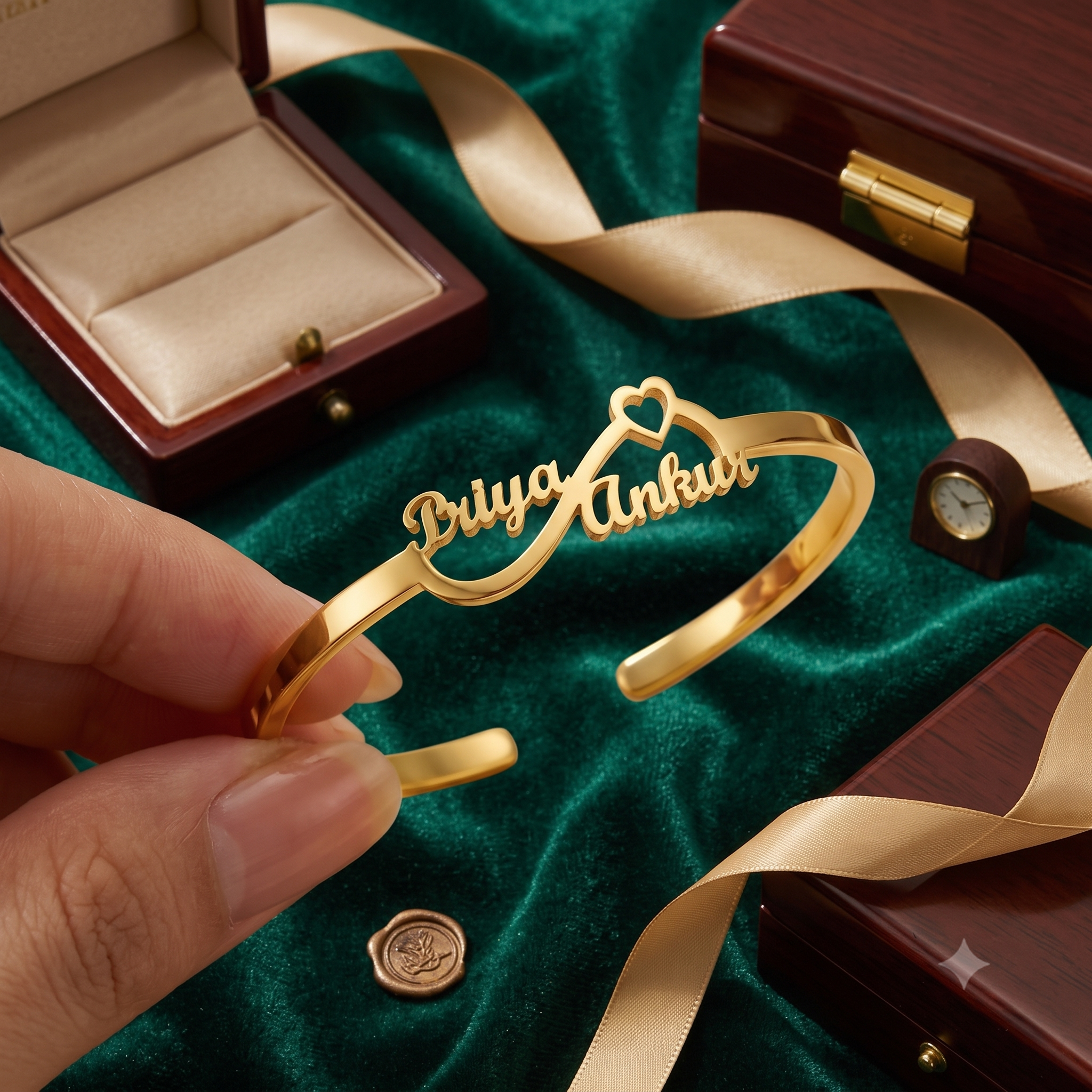 Personalized Couple Name Bracelet for Women | Gold Finish