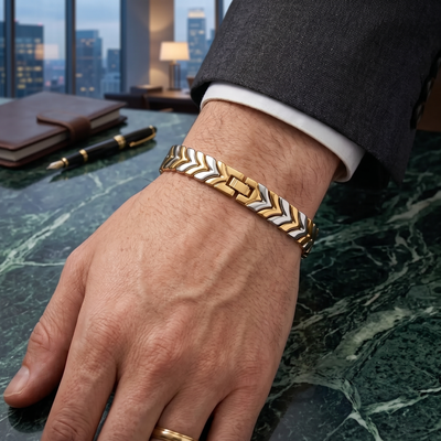 Two Tone Gold & Silver Bracelet for Men | Stylish Link Bracelet